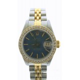 Rolex Lady-Datejust 18K Yellow Gold Diamond Bezel with Deep blue dial 26mm Watch